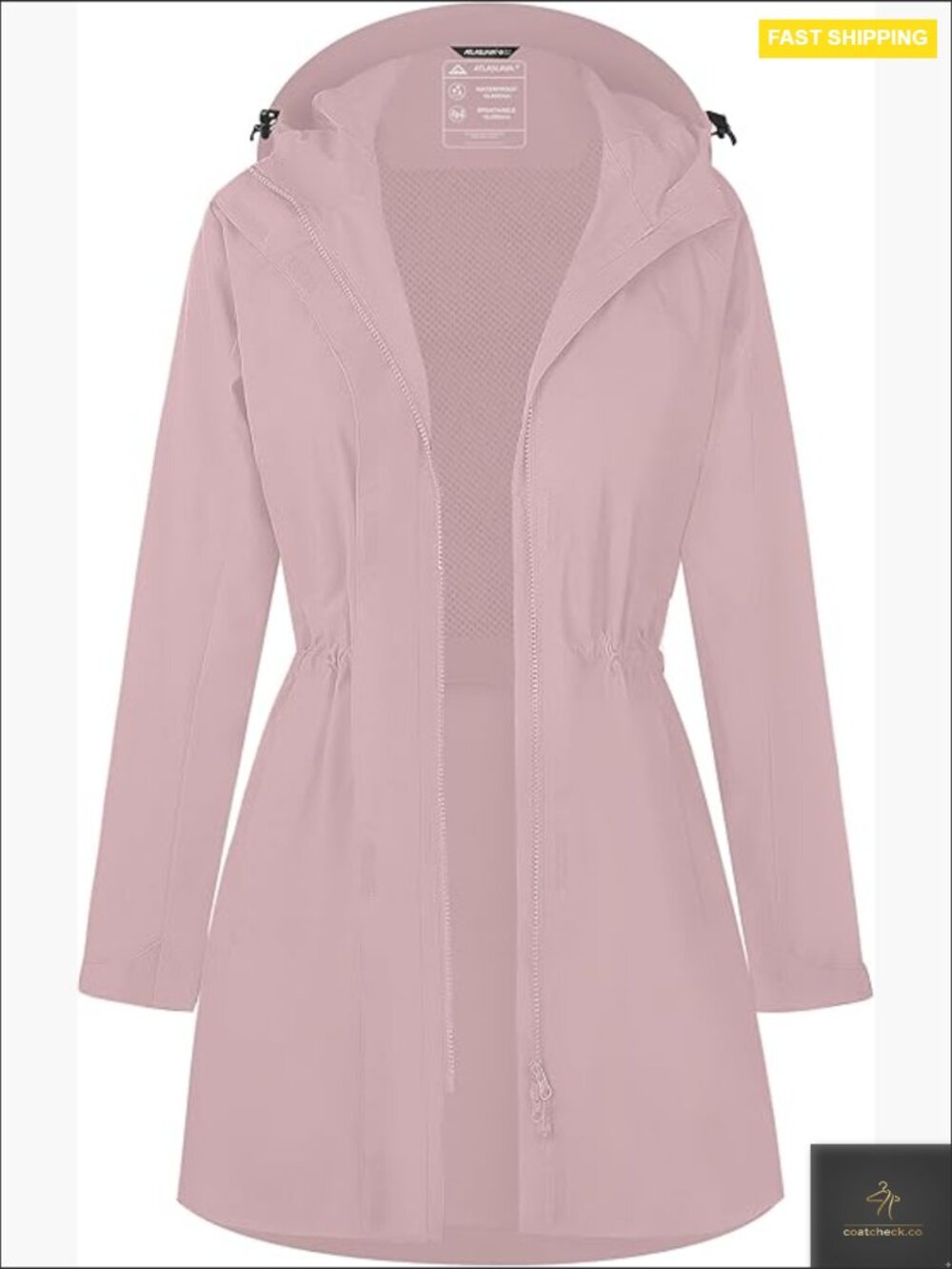 Waterproof Long Rain Jacket Lightweight Windbreaker Hooded Outdoor Coat